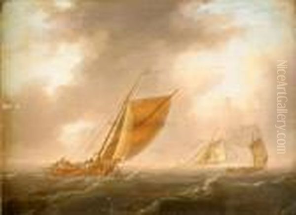 Marin Med Segelskutor Oil Painting by Frans Swagers