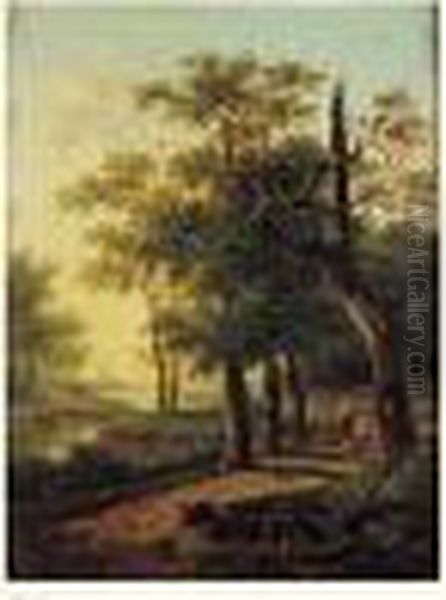 Paysage A La Foret Et Au Moulin Oil Painting by Frans Swagers