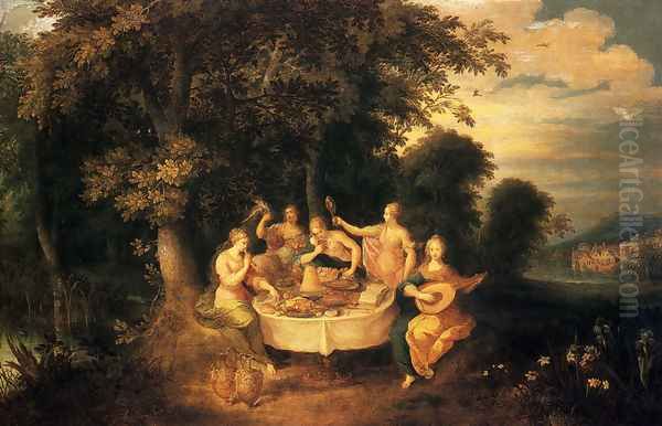 The Five Senses Oil Painting by Frans the younger Francken