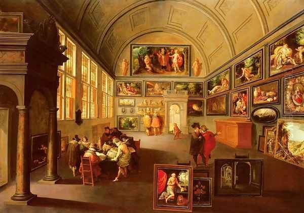 The interior of a picture gallery Oil Painting by Frans the younger Francken