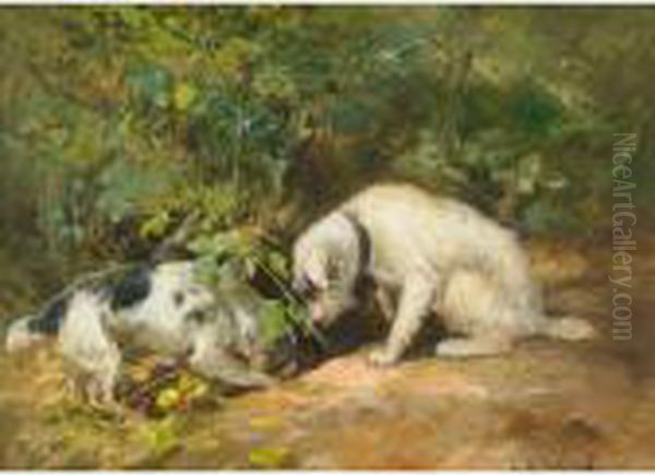 Terriers On The Hunt Oil Painting by Cuthbert Edmund Swan