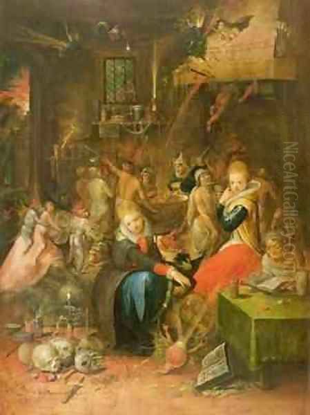 An Incantation Scene Oil Painting by Frans the younger Francken