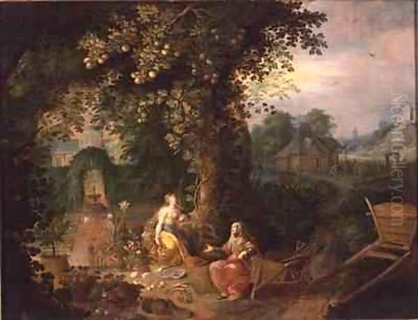 Vertumnus and Pomona Oil Painting by Frans the younger Francken