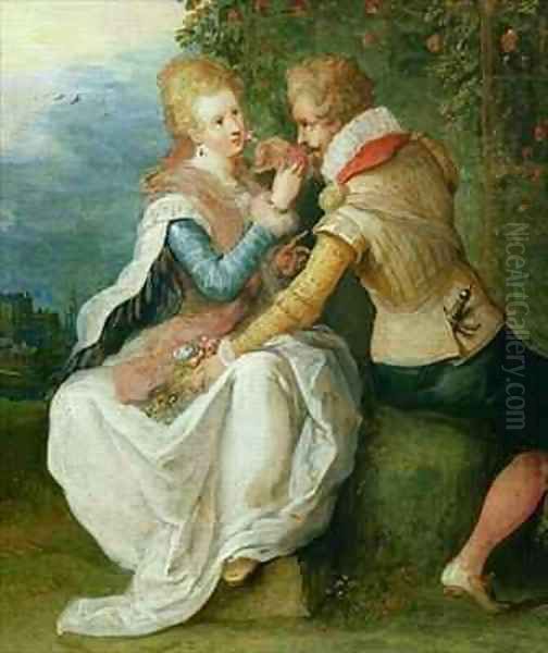 Two Lovers in a Garden Oil Painting by Frans the younger Francken