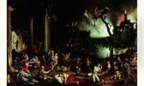 L'enfer Oil Painting by Jakob Isaaksz Swanenburgh