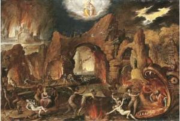 Hell Oil Painting by Jakob Isaaksz Swanenburgh