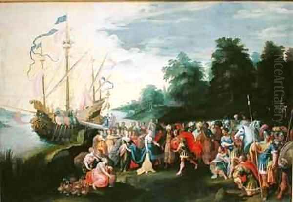 The Disembarkation of Cleopatra Oil Painting by Frans the younger Francken