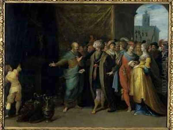 Croesus shows Solon his treasures Oil Painting by Frans the younger Francken