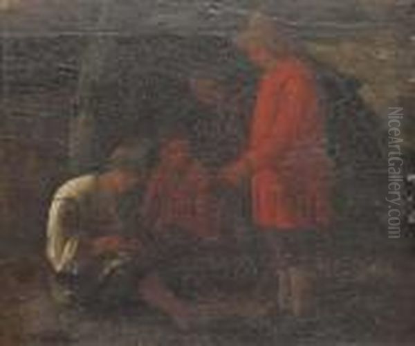 Peasants In A Wooded Landscape Oil Painting by Michiel Sweerts