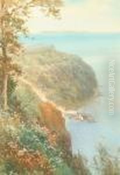 Clovelly From The Hobby Drive 'wh Sweet' (lower Right) Oil Painting by Walter Henry Sweet