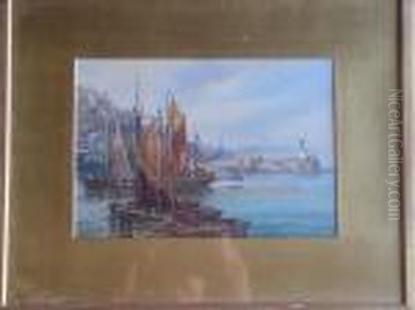 Cornishharbour Scene Oil Painting by Walter Henry Sweet