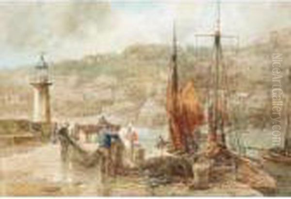 Unravelling The Nets Oil Painting by Walter Henry Sweet