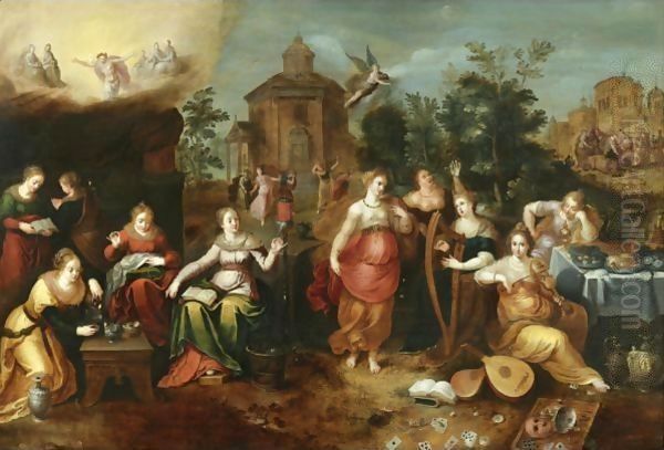 The Parable of the Wise and Foolish Virgins Oil Painting by Frans the younger Francken