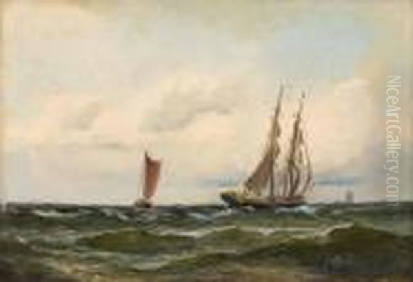 Stormande Hav Oil Painting by Christian Fredrik Swensson