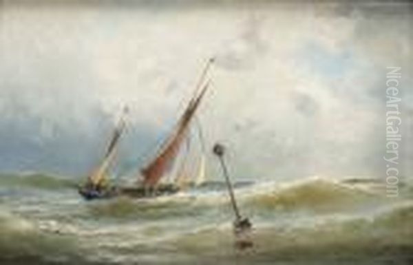 Segelfartyg I Hog Sjo Oil Painting by Christian Fredrik Swensson