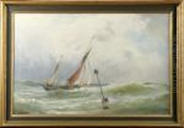 Motiv Med Fransk Segelskuta Oil Painting by Christian Fredrik Swensson