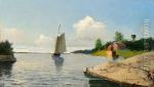 Sommarmotiv Fran Gallno - Stockholms Skargard Oil Painting by Christian Fredrik Swensson