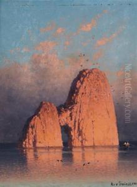 Faraglioni Near Capri Oil Painting by Aleksander Swieszewski