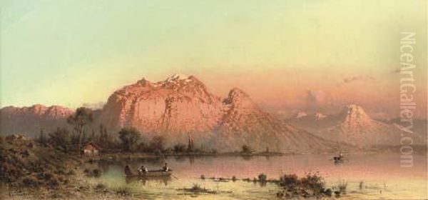 Lago Di Aronzo: Late Afternoon By The Lake Oil Painting by Aleksander Swieszewski