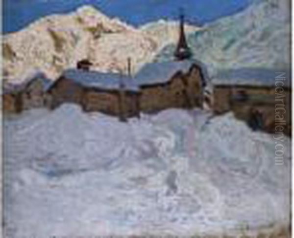 Dorf Im Schnee by Alfred Swieykowski