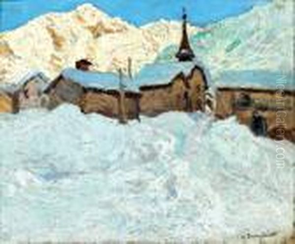 Village Sous La Neige by Alfred Swieykowski