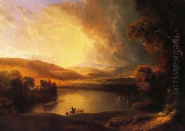 A Storm in the Valley Oil Painting by Alvan Fisher