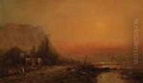 Luminist Sunset By The Shore Oil Painting by James Brade Sword