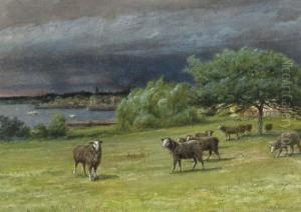 The Chicken House; And A Coming Squall At Mattapoisett, Mass: Two Works Oil Painting by James Brade Sword