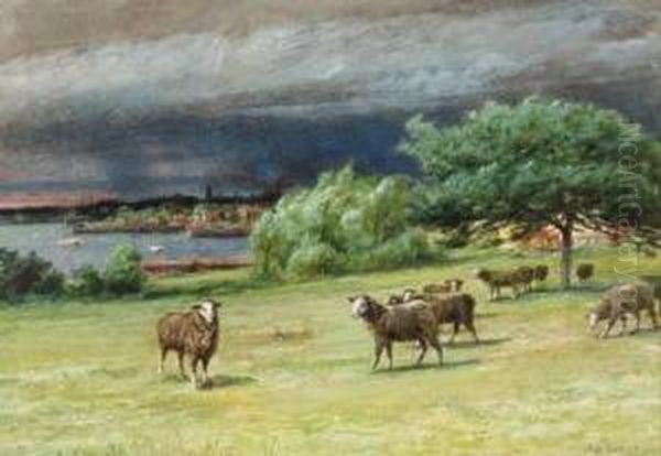 The Chicken House And A Coming Squall At Mattapoisett, Mass; Twoworks Oil Painting by James Brade Sword