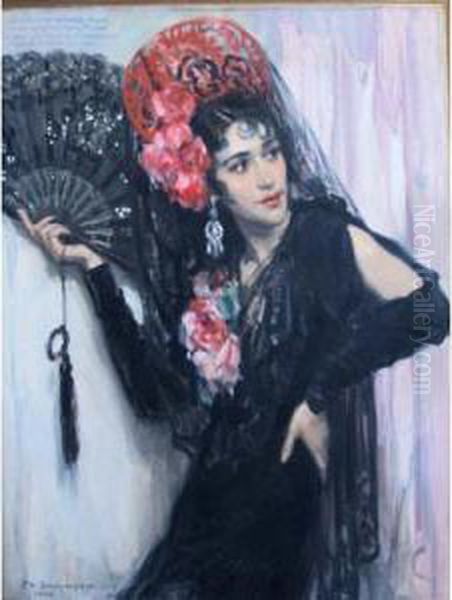 Portrait Of A Spanish Dancer Oil Painting by Philippe Swyncop