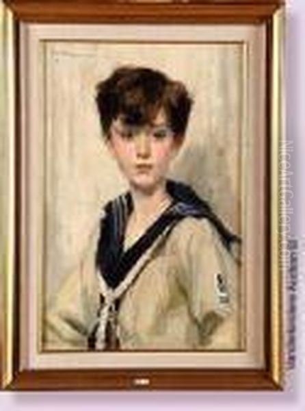 Portrait De Paul Hanrez A L'age De 10 Ans Oil Painting by Philippe Swyncop