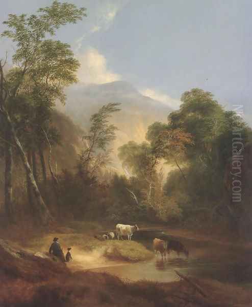 Pastoral Landscape 1854 Oil Painting by Alvan Fisher