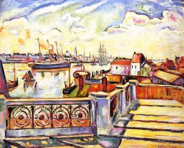 The Port of Anvers Oil Painting by Emile-Othon Friesz