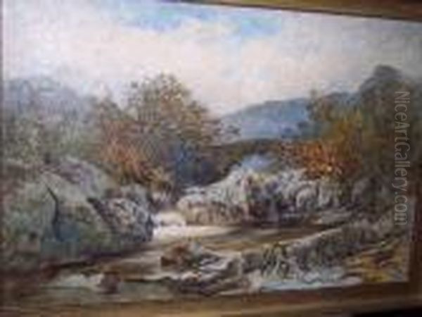 River And Bridge Oil Painting by John Syer