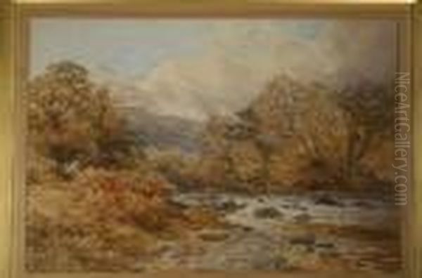 Riverscape With Figure Near The Bank Oil Painting by John Syer