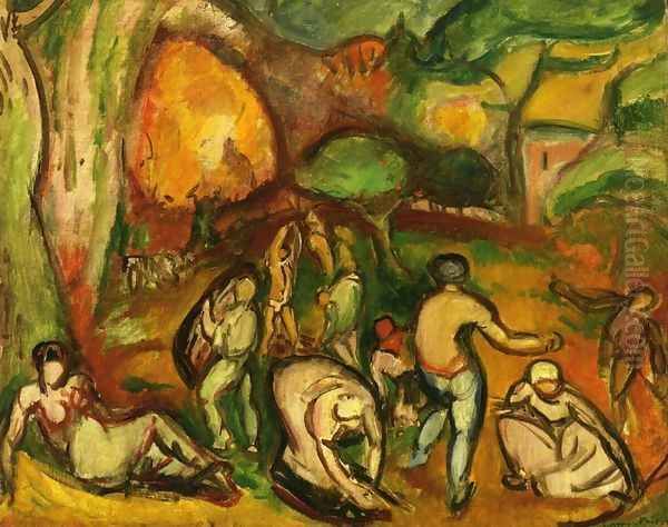 Figures in a Landscape Oil Painting by Emile-Othon Friesz