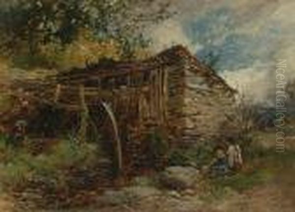 Children By A Mill Oil Painting by John Syer