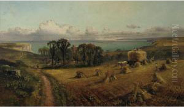 Harvest Along The Coast Oil Painting by John Syer