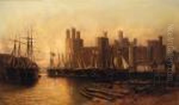 Caernarvon Castle From The Quay Oil Painting by John Syer