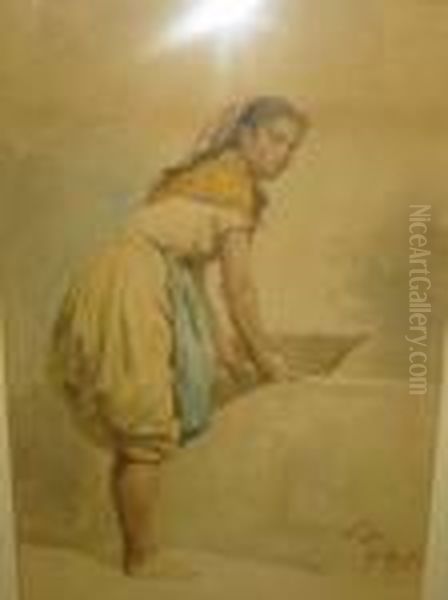 Portrait Of A Young Woman Kneading Dough Oil Painting by Henry Sykes