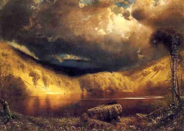 Stormy Skies Above Echo Lake, White Mountains Oil Painting by James Fairman