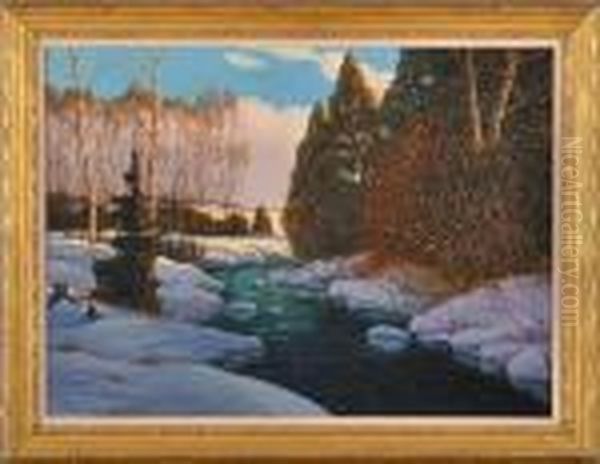 Stream In Winter Oil Painting by George Gardner Symons