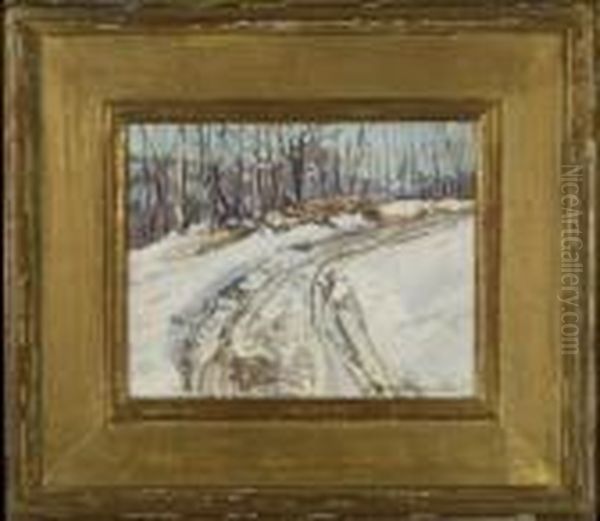 Winter Woods Trail Oil Painting by George Gardner Symons