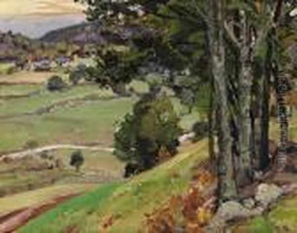 A View Down To The Farm Oil Painting by George Gardner Symons