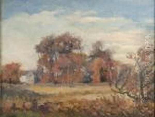 Farm Scene In Early Autumn Oil Painting by George Gardner Symons