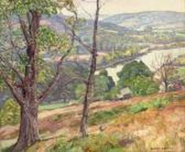 Hill Top View Of The River Oil Painting by George Gardner Symons