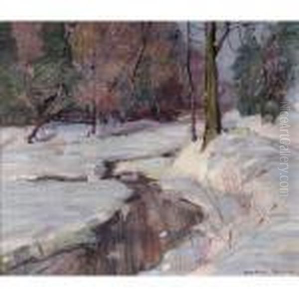 Stream In Winter Oil Painting by George Gardner Symons