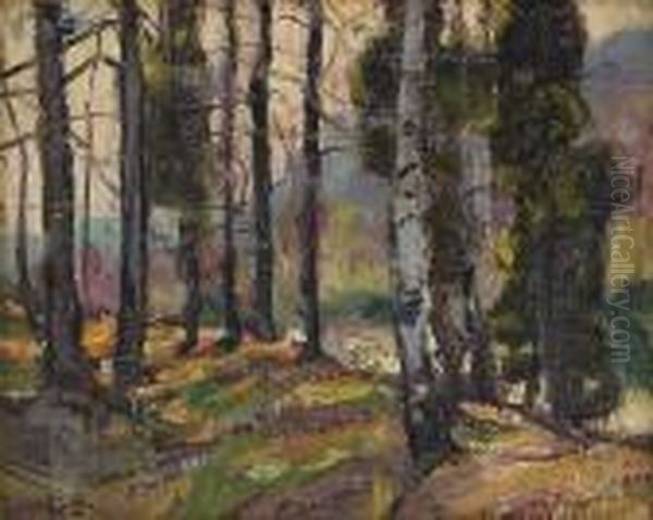 New England Forest Oil Painting by George Gardner Symons