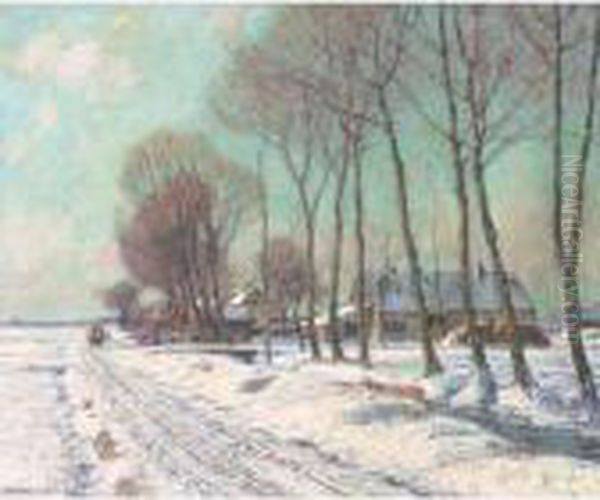 Snow Clad Fields In Morning Light Oil Painting by George Gardner Symons