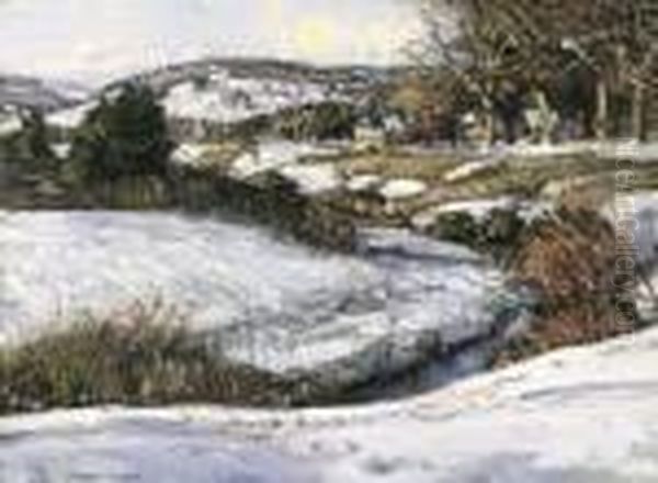 River Scene, Winter Oil Painting by George Gardner Symons